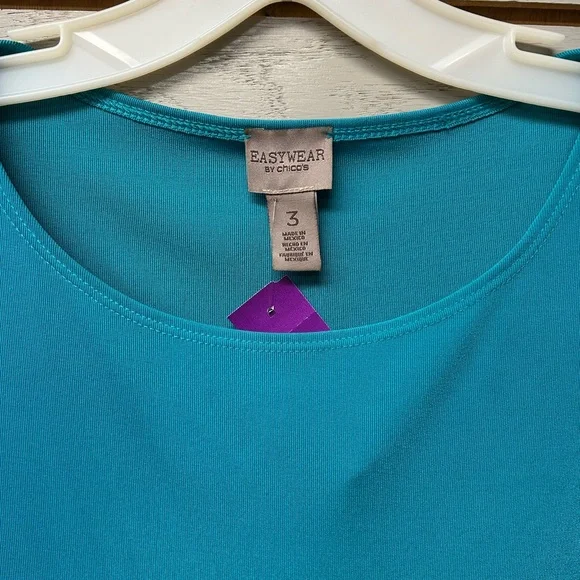 Teal Women's Top with Studded Sleeves - Picture 2 of 6